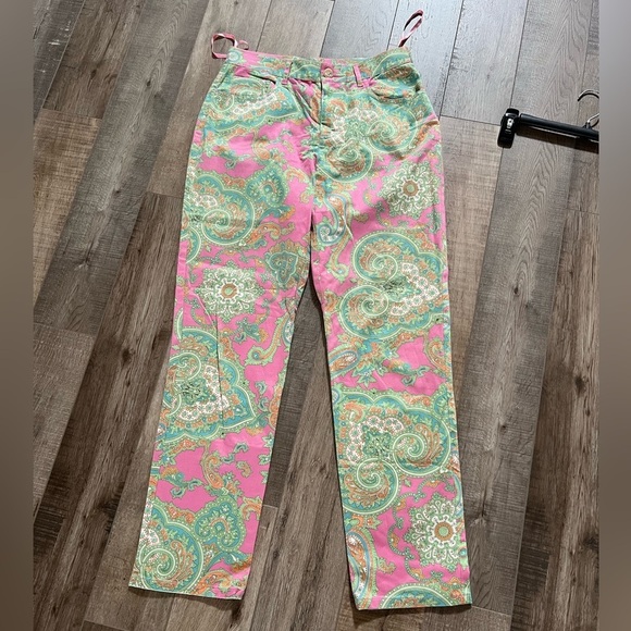 Ralph Lauren Pants - Fabulous Ralph Lauren Pink and Green Paisley Pants Sz 4 EUC